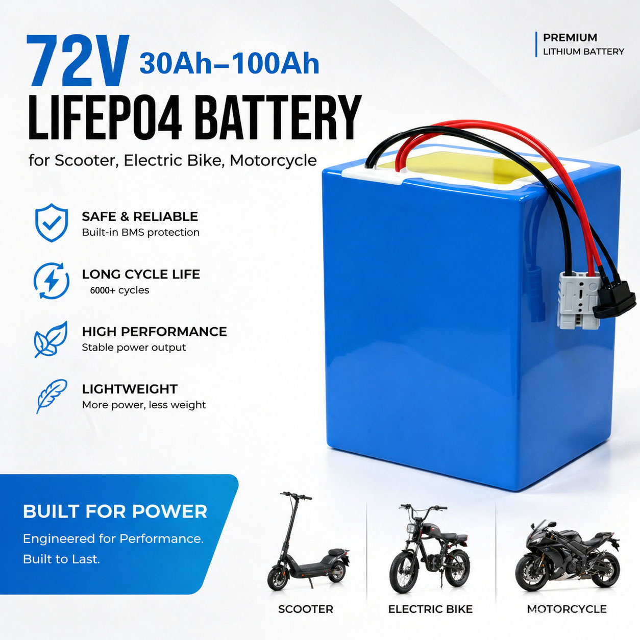 Lithium LiFePO4 72V 50Ah 60Ah  - 72V 30Ah Lifepo4 Battery Pack recensie en prijs